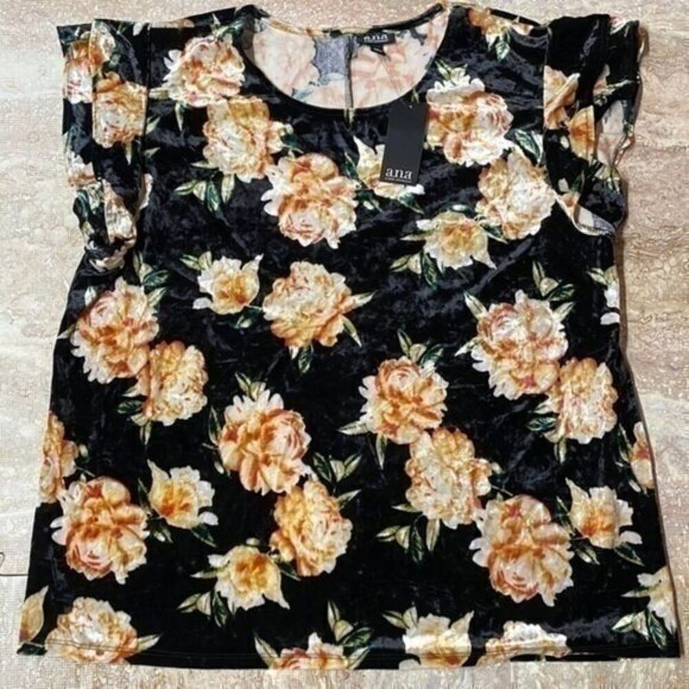 a.n.a women’s plus size black floral, multicolor blouse. Size XXL. NWT